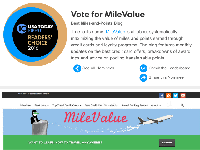Vote For Milevalue As Best Miles Points Blog