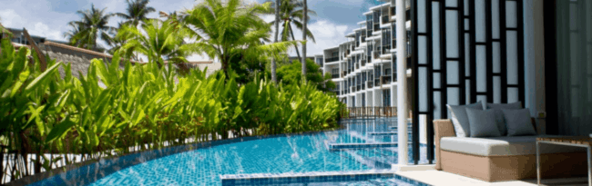 First floor rooms at the Holiday Inn Phuket Mai Khao Beach Resort have balconies that turn into infinity pools