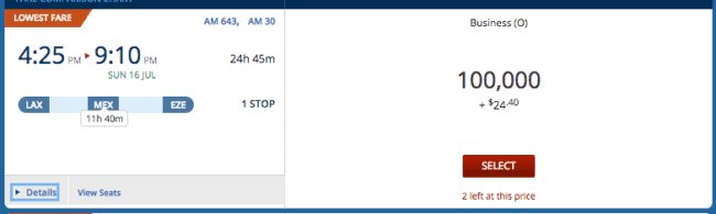Both segments of this 100k award are on Aeroméxico